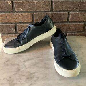 Sandro Navy Blue Leather Sneakers Size 42